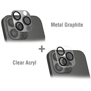 4Smarts StyleGlass iPhone 14 Pro / 14 Pro Max Kameralinse beskyttelsesglas - 2 stk. - Metal Graphite & Clear Acryl