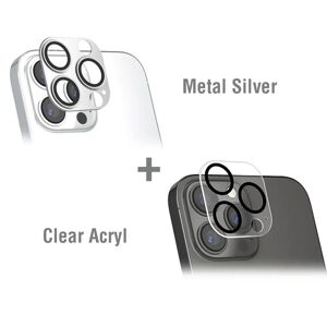 4Smarts StyleGlass iPhone 14 Pro / 14 Pro Max Kameralinse beskyttelsesglas - 2 stk. - Metal Silver & Clear Acryl