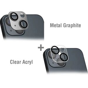 4Smarts StyleGlass iPhone 14 / 14 Plus Kameralinse beskyttelsesglas - 2 stk. - Metal Graphite & Clear Acryl
