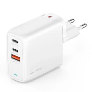 4smarts Charger GaN Flex 65W PD - Vægoplader m. 1 x USB-A & 2 x USB-C - Hvid