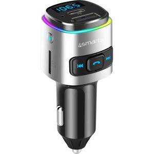 4smarts Media & Assist 2 - Biloplader m. USB-C (PD) / USB-A & Bluetooth FM Transmitter - Sølv