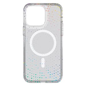 iPhone 14 Pro Max Tech21 EVO Sparkle Cover - MagSafe Kompatibel - Gennemsigtig m. Skinnende Prikker