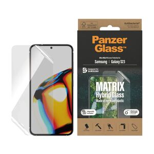 Samsung Galaxy S23 PanzerGlass Matrix Hybrid Glass AntiBacterial Ultra Wide Fit Skærmbeskyttelse - AlignerKit - Platinum Strength