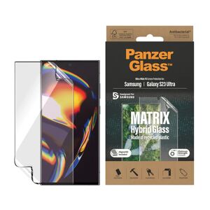 Samsung Galaxy S23 Ultra PanzerGlass Matrix Hybrid Glass AntiBacterial Ultra Wide Fit Skærmbeskyttelse - AlignerKit - Platinum Strength - Gennemsigtig