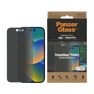 iPhone 14 Pro PanzerGlass AntiBacterial Ultra-Wide Fit Skærmbeskyttelse - Privacy - Diamond Strength - Gennemsigtig / Sort