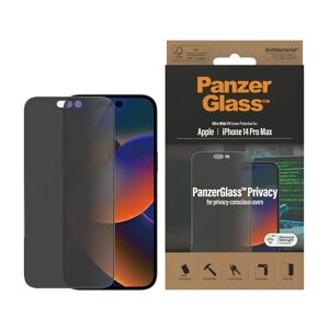 iPhone 14 Pro Max PanzerGlass AntiBacterial Ultra-Wide Fit Skærmbeskyttelse - Privacy - Diamond Strength - Gennemsigtig / Sort