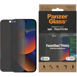 iPhone 14 Pro Max PanzerGlass AntiBacterial Ultra-Wide Fit Skærmbeskyttelse - EasyAligner - Privacy Filter - Diamond Strength - Gennemsigtig / Sort