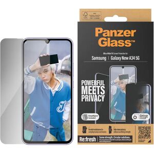 Samsung Galaxy A35 (5G) PanzerGlass Ultra Wide Fit Re:fresh Skærmbeskyttelse m. EasyAligner - Privacy - Platinum Strength - Gennemsigtig / Sort Kant