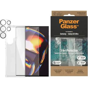 Samsung Galaxy S23 Ultra PanzerGlass 3-i-1 Bundle m. EasyAligner - Cover / Skærmbeskyttelse (UWF) / Kamerabeskyttelse - Gennemsigtig