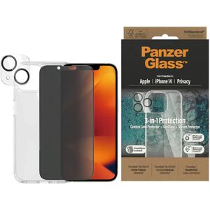 iPhone 14 PanzerGlass 3-i-1 Bundle m. EasyAligner - Privacy Skærmbeskyttelse (UWF) / Cover / Kamerabeskyttelse - Gennemsigtig