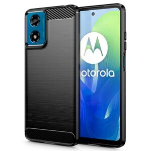 Motorola Moto G04 / G24 Tech-Protect Fleksibelt Plastik Carbon Cover - Sort