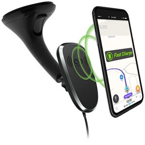 Naztech MagBuddy Windshield Magnetisk Mobilholder til Forrude m. Trådløs Oplader 10W Fast Charge