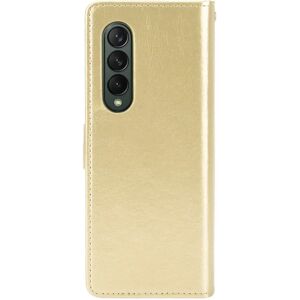 MOBILCOVERS.DK Samsung Galaxy Z Fold4 (5G) Blødt Læder Cover m. Pung - Guld