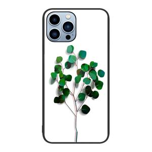 MOBILCOVERS.DK iPhone 14 Pro Plastik Cover m. Glasbagside - Grønne Blade