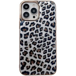 MOBILCOVERS.DK iPhone 14 Pro Fleksibelt Bagside Cover - Leopard Mønster - Sølv