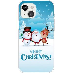 MOBILCOVERS.DK iPhone 14 Fleksibelt Plast Jule Cover - Merry Christmas - Venner i Sneen