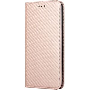 MOBILCOVERS.DK Samsung Galaxy S23 Carbon Læder Cover m. Pung & Kickstand - Rosa Guld