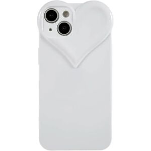 MOBILCOVERS.DK iPhone 14 Fleksibelt Plastik Cover 3D Hjerte - Hvid