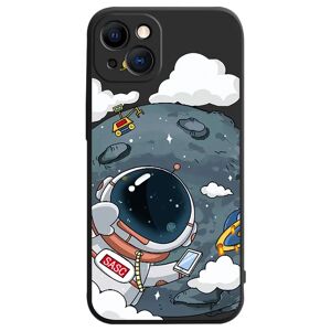 MOBILCOVERS.DK iPhone 14 Plus Fleksibel Cover af Plastik m. Print - Astronaut På Månen / Sort