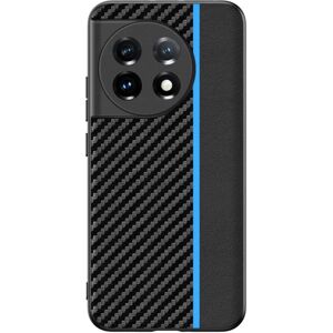 MOBILCOVERS.DK One Plus 11 Carbon Fiber Læderbetrukket Cover - Sort / Blå