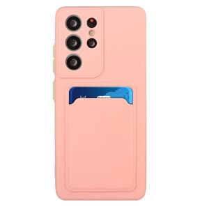 MOBILCOVERS.DK Samsung Galaxy S23 Ultra Fleksibel Plastik Cover m. Kortholder - Pink