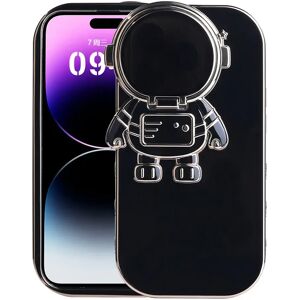 MOBILCOVERS.DK iPhone 14 Pro Fleksibel Plastik Cover m. 3D Astronaut Figur og Kamera Beskyttelse - Sort / Guld