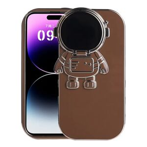 MOBILCOVERS.DK iPhone 14 Pro Fleksibel Plastik Cover m. 3D Astronaut Figur og Kamera Beskyttelse - Brun / Guld