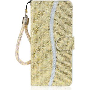 MOBILCOVERS.DK Samsung Galaxy A34 (5G) Læder Cover m. Pung & Strop - Glitter Design - Guld