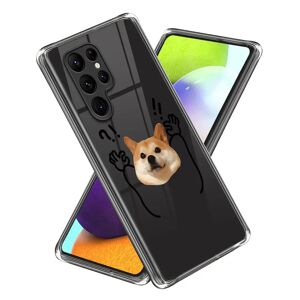 MOBILCOVERS.DK Samsung Galaxy S23 Ultra Fleksibelt Gennemsigtigt Cover m. Print - Overgivende Hund