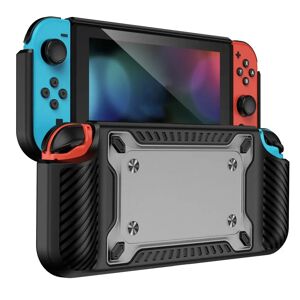 MOBILCOVERS.DK Nintendo Switch OLED Plastik Cover m. Ergonomisk Greb - Sort / Gennemsigtig