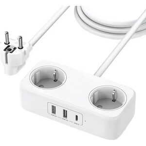 UGREEN DigiNest Life Stikdåse m. 2 x USB-A & 1 x USB-C - Hvid