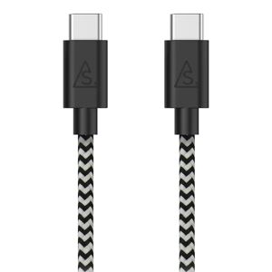 Smartline Braided (3A/15W) USB-C til USB-C Kabel 1 m. - Sort / Hvid