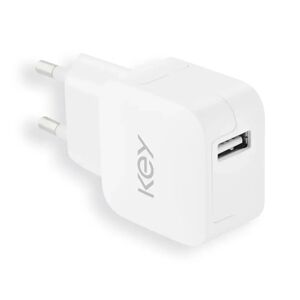 KEY Power Vægoplader USB-A 12W m. Lightning Kabel - Hvid