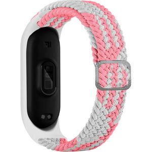 Xiaomi Mi Smart Band 5 / 6 Hurtel Urrem i Stof - Hvid / Lyserød