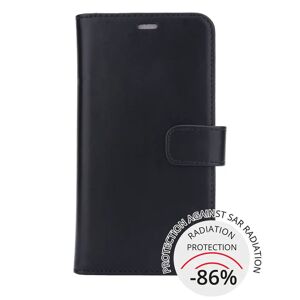 RadiCover Exclusive 2-in-1 - iPhone 12 / 12 Pro - Ægte Læder Cover - 86% Strålingsbeskyttelse - Sort