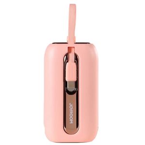 Joyroom JR-L012 Powerbank 22.5W USB-C PD m. Indbygget Lightning & USB-C Kabel - 10.000 mAh - Lyserød