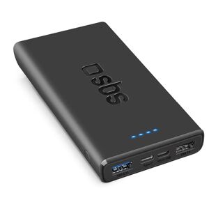 SBS Powerbank 10W m. 2x USB-A & 1x USB-C - 10.000 mAh - Sort