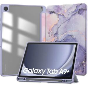 Samsung Galaxy Tab A9+ (Plus) Tech-Protect SC Hybrid Cover m. Pencil Holder - Violet Marble / Gennemsigtig