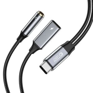Tech-Protect USB-C til 3.5mm Jackstick & Lightning Adapter 15cm - Sort