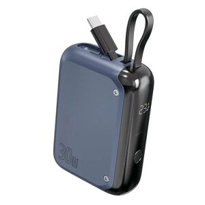 4smarts Pocket Powerbank 30W m. Integreret USB-C Kabel - 10.000mAh - Blå
