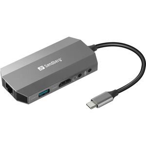 Sandberg 6-i-1 USB-C Multi Adapter - Grå