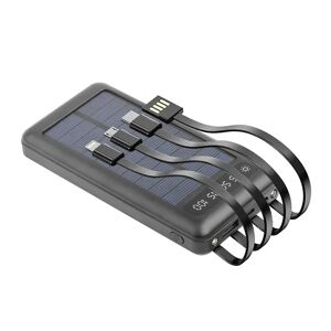 Setty 5-i-1 Solcelle Powerbank 10,5W USB-A / USB-C / Lightning / Micro-USB - Sort