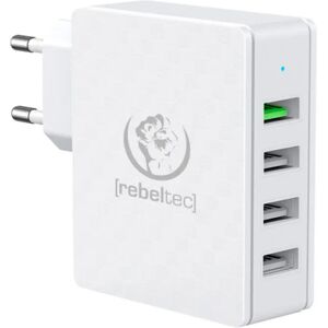 Rebeltec H410 Turbo 18W Vægoplader m. 4 x USB-A - Hvid