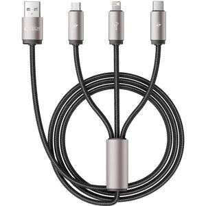 Tech-Protect Ultraboost 3-i-1 3.5A Kabel m. Lightning / USB-C / Micro-USB - 1 m. - Grå