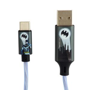 Batman Light Up USB-A til USB-C Kabel 1.2 m. - Sort / Blå