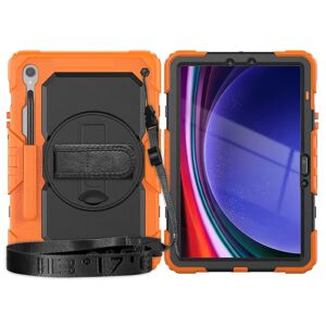 TABLETCOVERS.DK Samsung Galaxy Tab S9 Håndværker Cover m. Beskyttelsesfilm, Håndholder & Skulderstrop - Orange / Sort