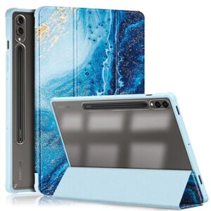 TABLETCOVERS.DK Samsung Tab S9+ (Plus) Tri-Fold Kunstlæder Cover m. Pen Holder - Gennemsigtig / Vand