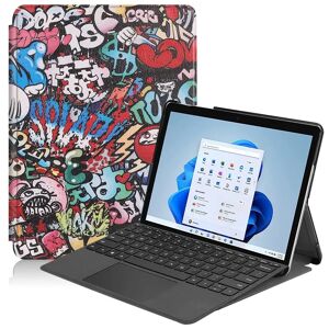 EIDERWOOD Microsoft Surface Go 4 Læder Cover m. Ståfunktion - Graffiti