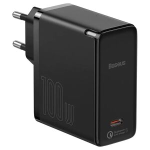 Baseus GaN² Fast Charger USB-C Vægoplader 100W m. USB-C Kabel 1.5m - Sort