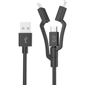 Epico 3in1 Multi Kabel - Lightning / USB-C / Micro USB - 1.2m - Sort